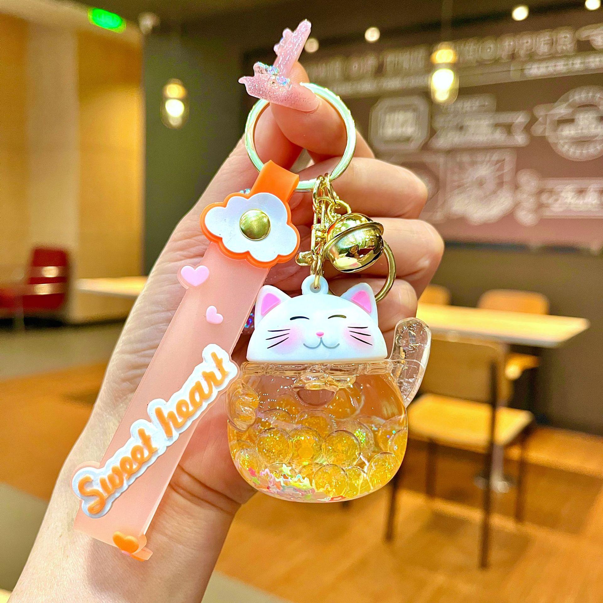 

Брелок-подвеска Lucky Cat Quicksand с масляным наполнением - милый маленький подарок Individual OPP Bag Packaging