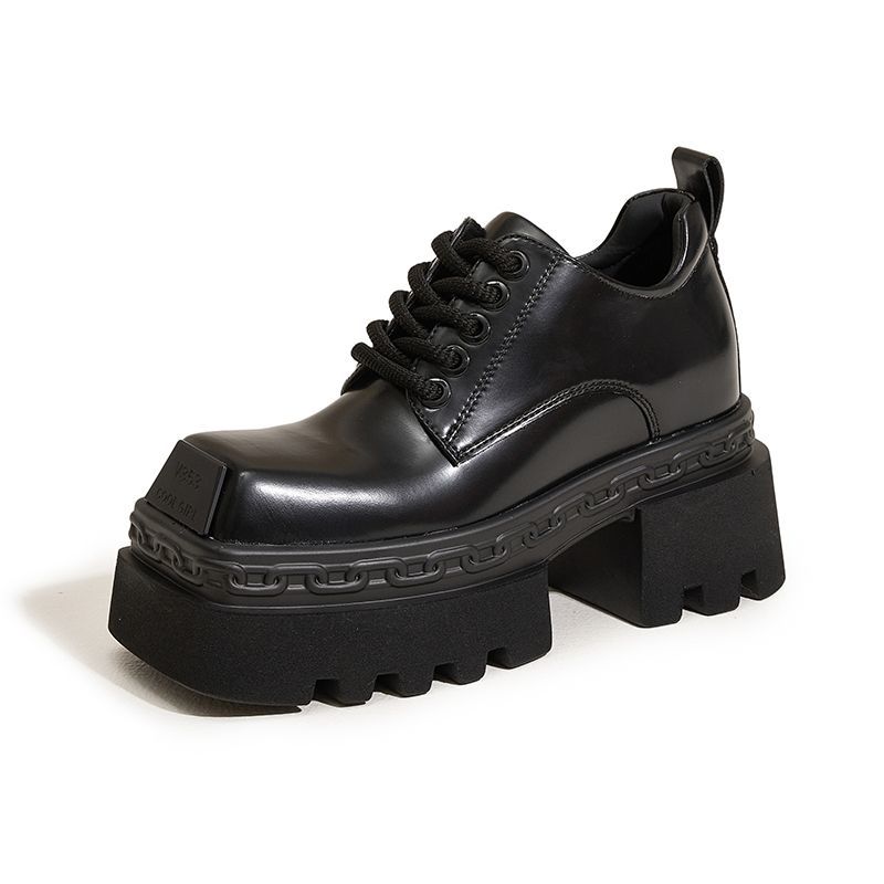 

Весна 2025 Новые Лоферы на Платформе Женские Скрытое Увеличение Высоты Универсальный Толстый Каблук Черные В Британском Стиле Маленькие Кожаные Туфли 39 чёрный