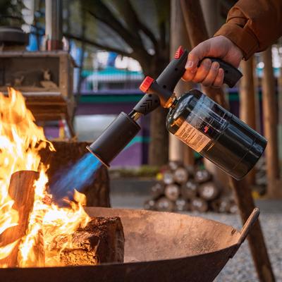 Torche au propane avec verrou de sécurité Flamme réglable Torche pour feu de camp pour barbecue extérieur et brûlage des mauvaises herbes Charbon de bois