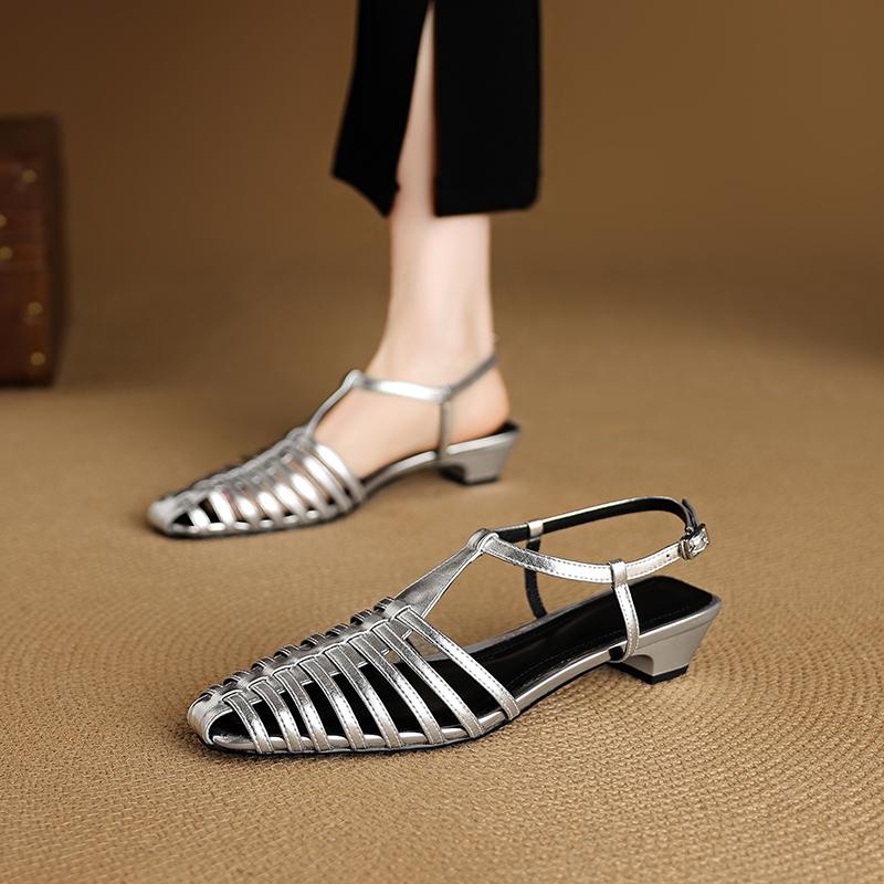 

Мода 2025 Новые летние сандалии Женская обувь Сандалии с квадратным носком для женщин Модные ретро сандалии на массивном каблуке Обувь гладиаторы Сандалии на среднем каблуке 34 золотистый