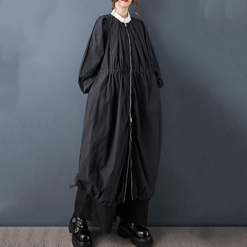 

женский винтажный тренч оверсайз с длинным рукавом, повседневный, свободного кроя, зимний, осенний, весенний, верхняя одежда чёрный