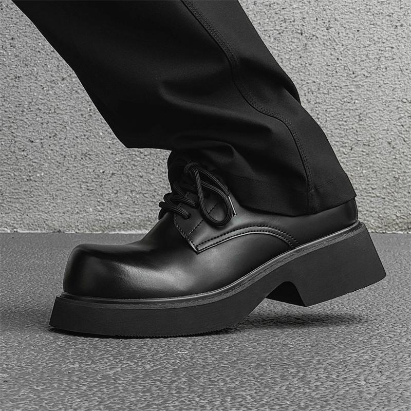 Fashion Derby Thick soled Men's Shoes Classic trendy designer styles Leisure Outdoor Fashion Party Handsome young leather shoes Brown