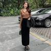 Golden Velvet Women's Mid-Length High-Waisted Slimming Pencil Skirt (Spring/Autumn 2026).