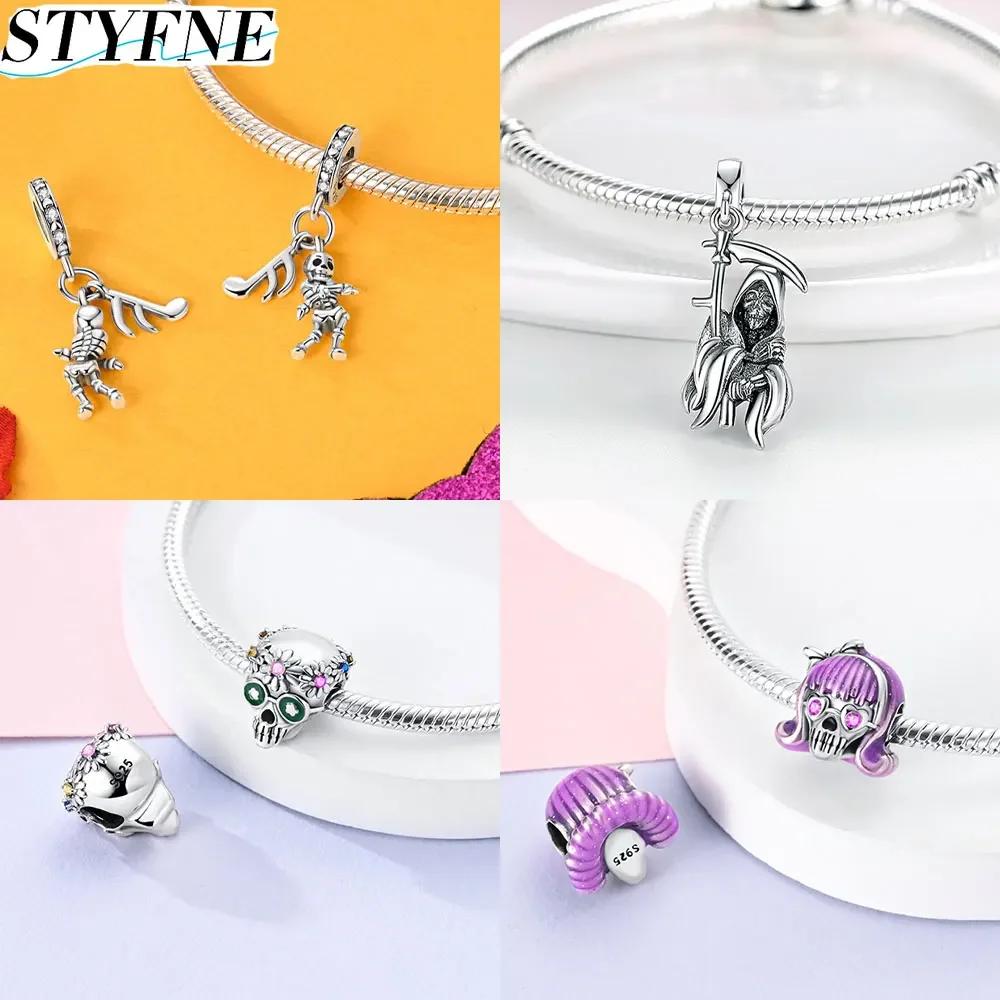 Coppernew Halloween Series Black Cat Luminous Pumpkin Pendant Beads For Women Diy Bracelet Necklace Jewelry Gift