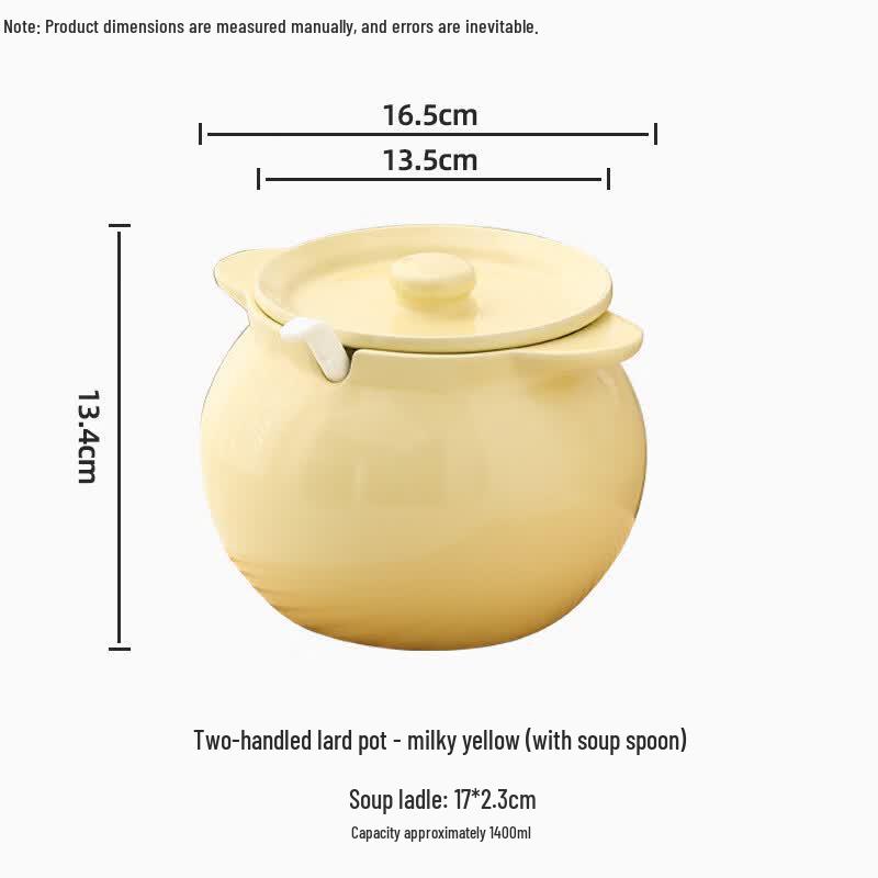 Ruhan 1400ml Ceramic Lard Pot with Spoon