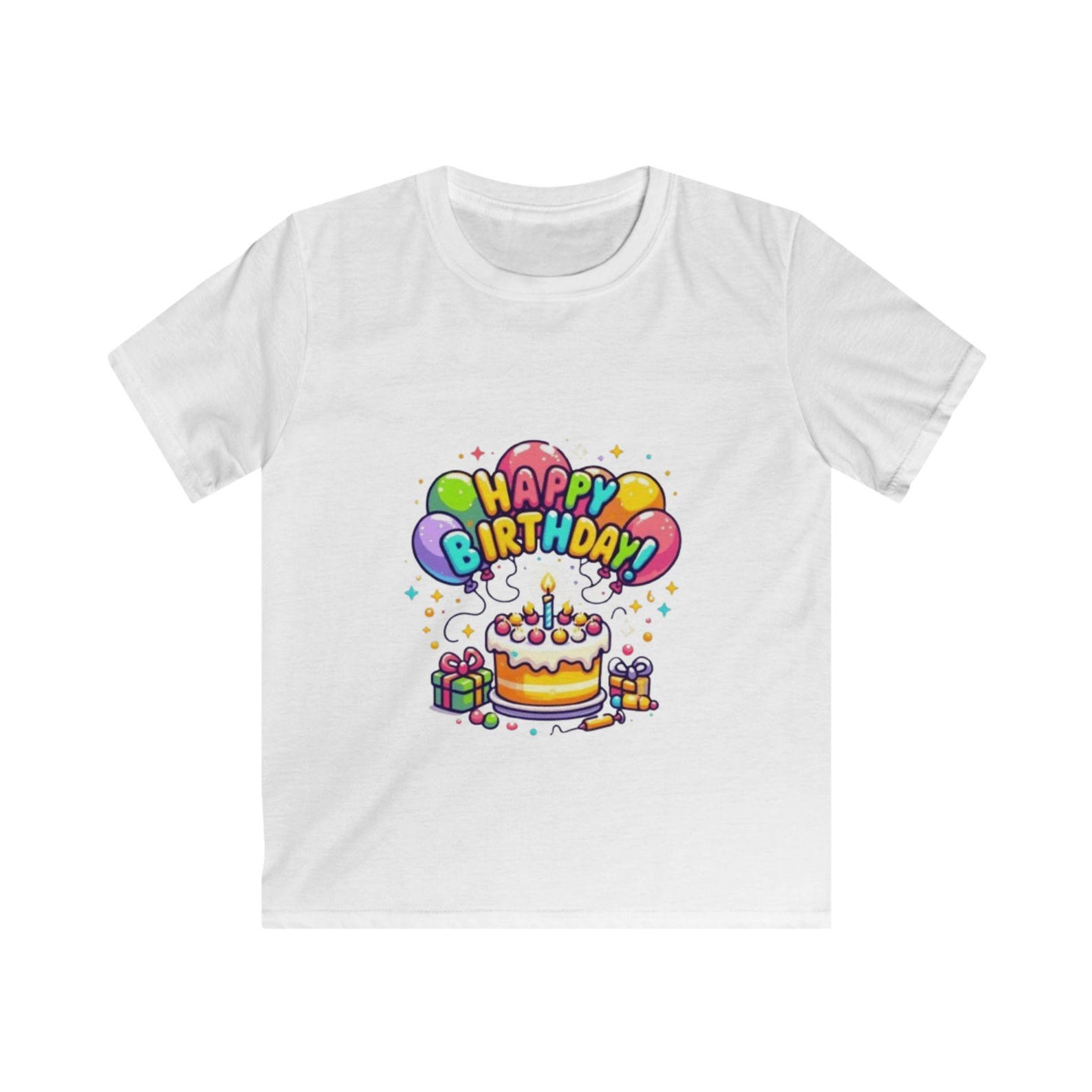 Happy Birthday Cake Balloons Kids Tee | Birthday Party Shirt 100