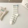 5 Pairs of New Female Spring and Summer Striped Heel Cloth Label Long Tube Pile Socks