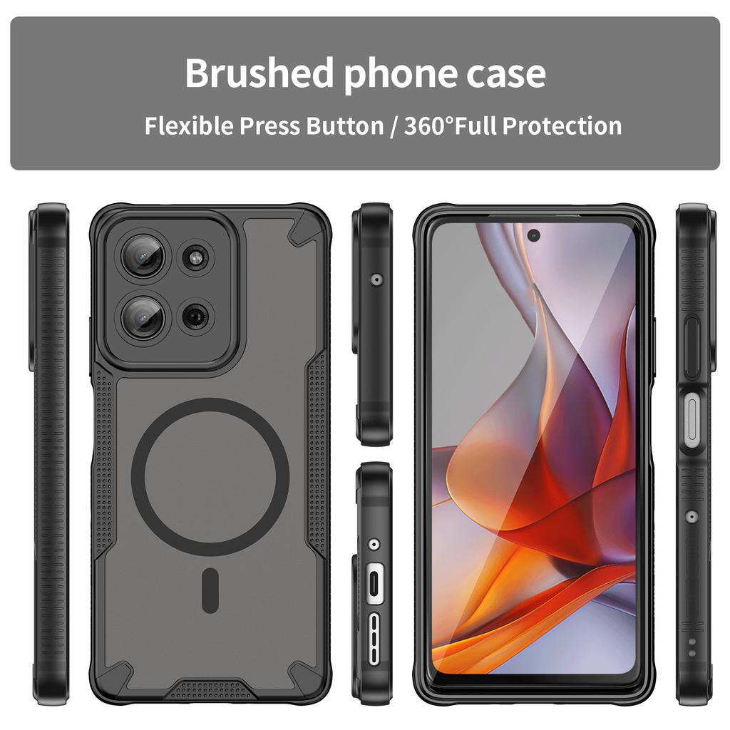 Luxury Translucent Colorful Armor Magnetic Phone Case For Motorola Moto G75 G55 G35 5G Four-coner Shockproof Protect Slim Cover
