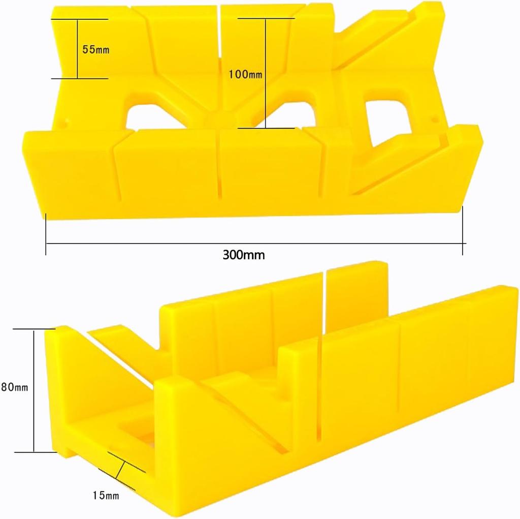 12-Inch High Impact Plastic Miter Box with Versatile Cutting Angles and Ruler Scale