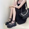 Summer thick-soled thin and versatile Korean version thick-soled heightening small leather shoes sweet British hottie Lolita cute