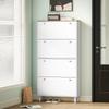 Slim Shoe Rack, 4 Folding Drawers, Adjustable Shelves, 24-32 Shoes, 80x23.5x157cm, White