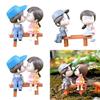 Lovely Handicraft Bench Couple Dolls For Captivating Miniature Garden Arrangement