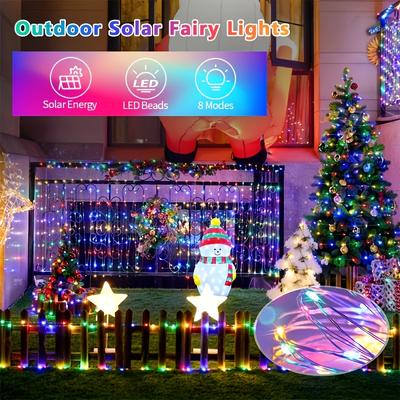 4pcs Outdoor Led Solar String Light Fairy String Christmas Tree Decor Lighting for Wedding Festival Party Garden Xmas Halloween