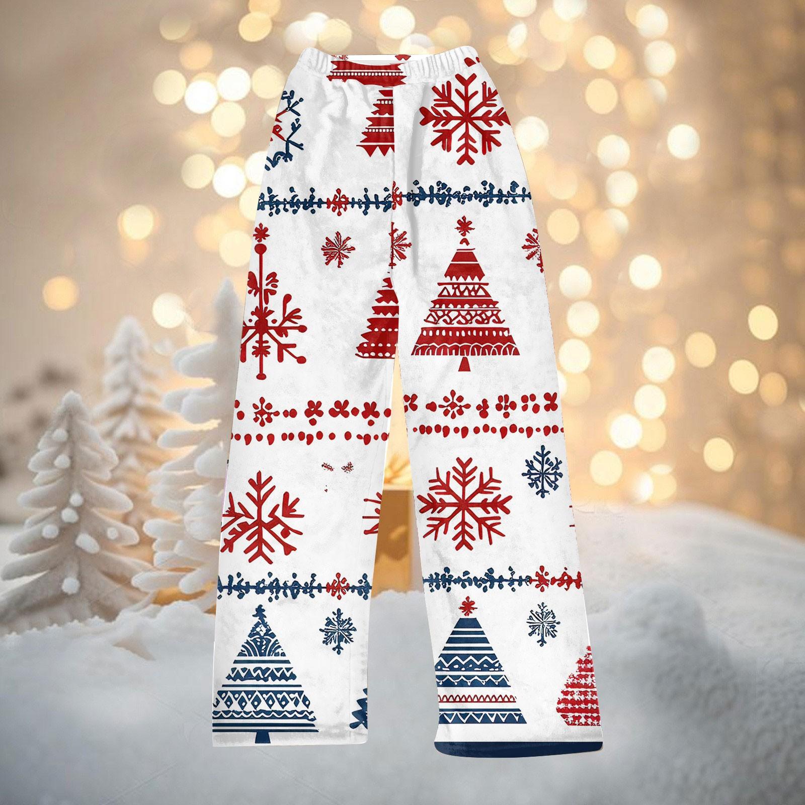 

Женские зимние брюки, длинные брюки, рождественские принтованные брюки XS белый