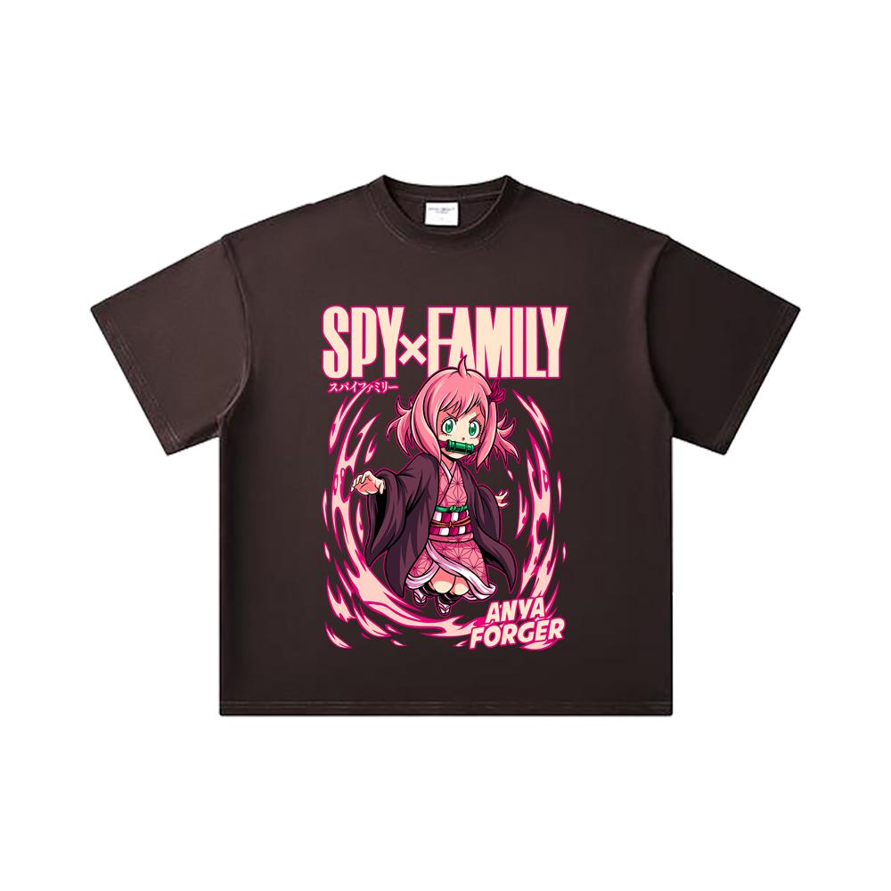 260 GSM Double Yarn 32 Count 100% Cotton Spy x Family V6 Print Unisex Heavy Cotton T Shirt