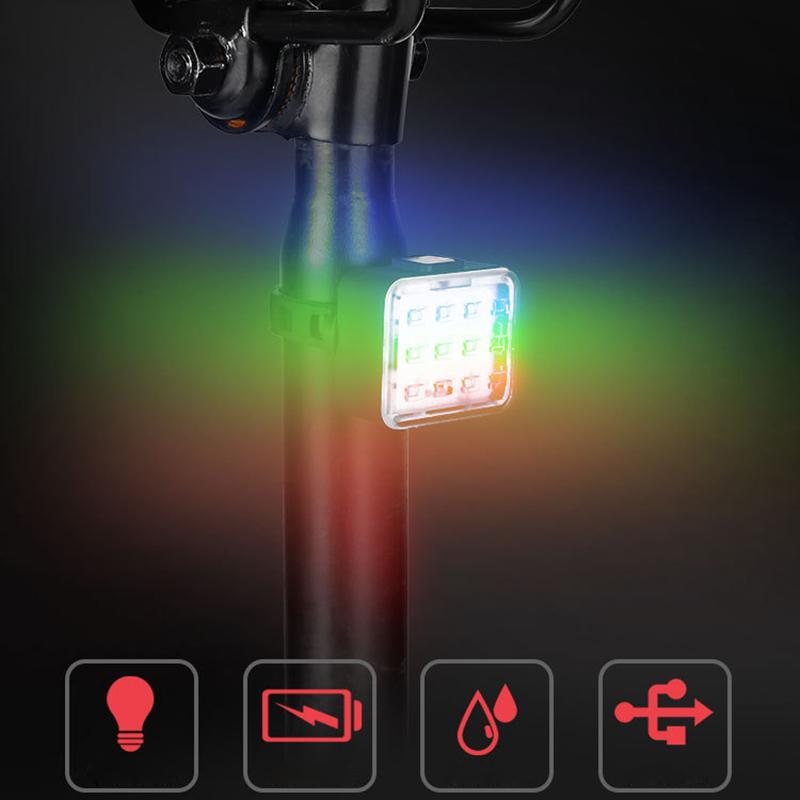Color Bike Taillight Waterproof Riding Rear Light Led Usb Chargeable Mountain Bike Cycling Light Tail-lamp Bicycle Light