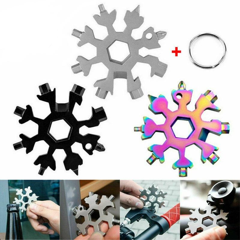Compact And Durable 18 In 1 Snowflake Multi Tool With Convenient Key Chain Attachment