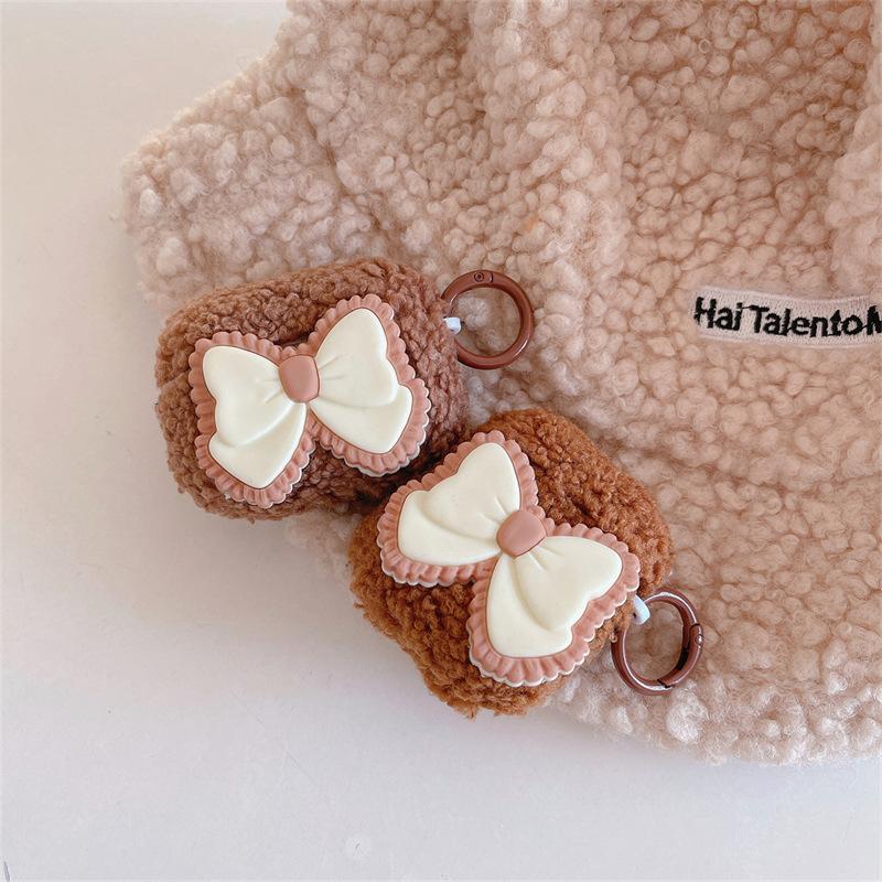 Autumn and Winter Plush AirPods Pro Earphone Cover for Apple 2-3 Generation Bluetooth Protective Case Girl Bow