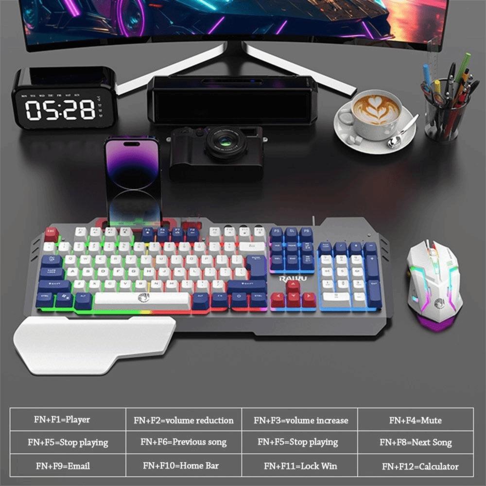 104 Keys Keyboard Mouse Set Backlight Wired Keyboard New RAIKU T16 Keyboard  Game
