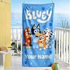 Bluey Personalized Text Beach Towel Quick-Dry Soft Microfiber For Beach Bathroom Outdoor Swimming Pool Camping Picnic Yoga Diving Vacation Accessories