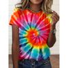 Women's Tie-Dye Round Neck T-Shirt Casual Short-Sleeved Blouse Fashion Casual Street Summer Oversized Women's Clothing