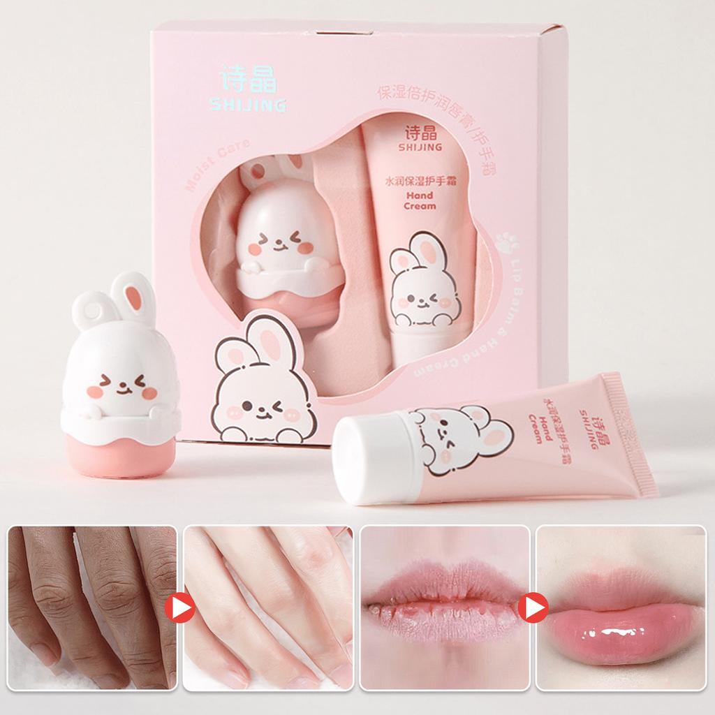 2pcs/Box Moisturizing Lip & Hand Care Set - Plumping Lip Balm + Anti-Cracking Hand Cream, Portable
