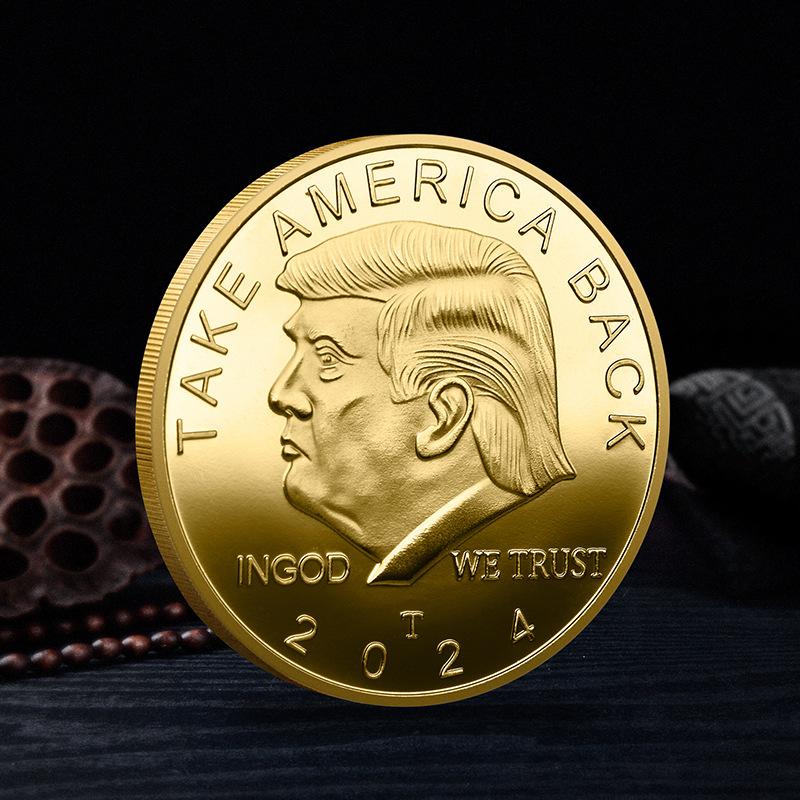 Pamětní mince Donalda Trumpa z roku 2025, USA. Prezidentská suvenýrová mince Pozlacená mince dárek