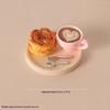Realistic Dollhouse Miniature Coffee & Pastry Set Food Tray Accessory for Doll House Diorama Art Decor Collection Gift