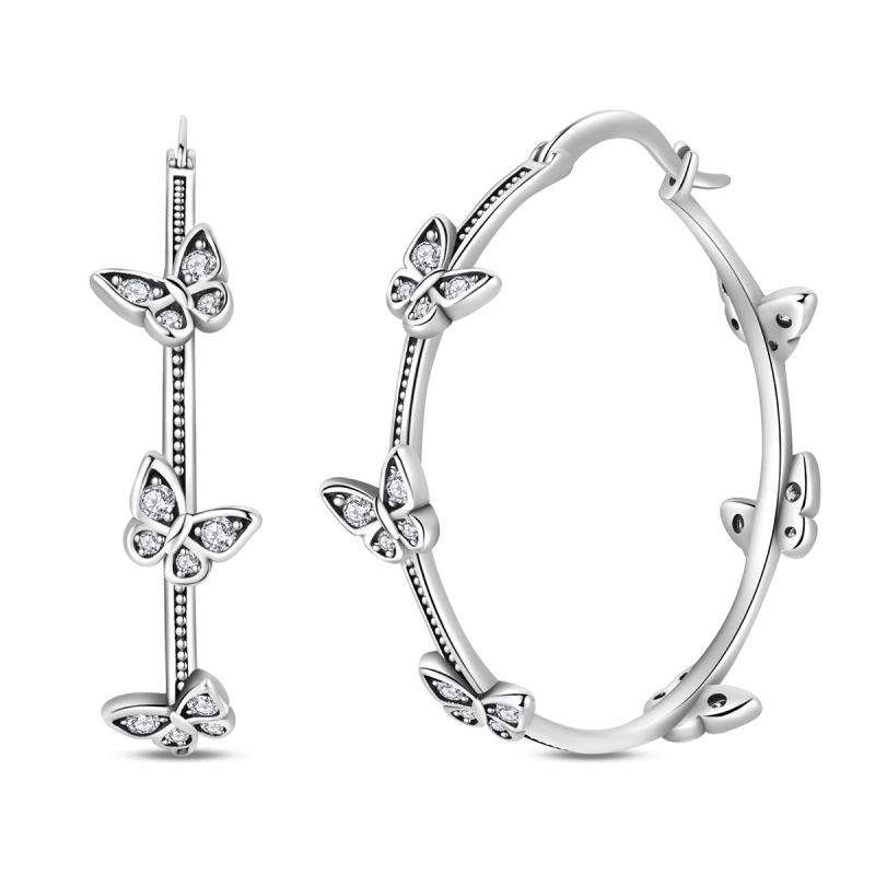 Original 925 Sterling Silver Tassel Earrings Women 2025 Zircon Ear Studs Sparkling Pave Hoop Earring Anniversary Jewelry Gift