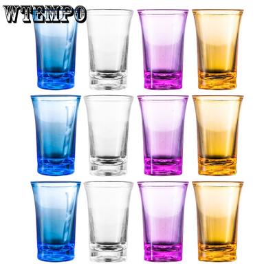 12 piezas Vaso de chupito irrompible multicolor degradado acrílico vasos de whisky y tequila para vodka licores y cócteles vaso de chupito de whisky de fondo pesado