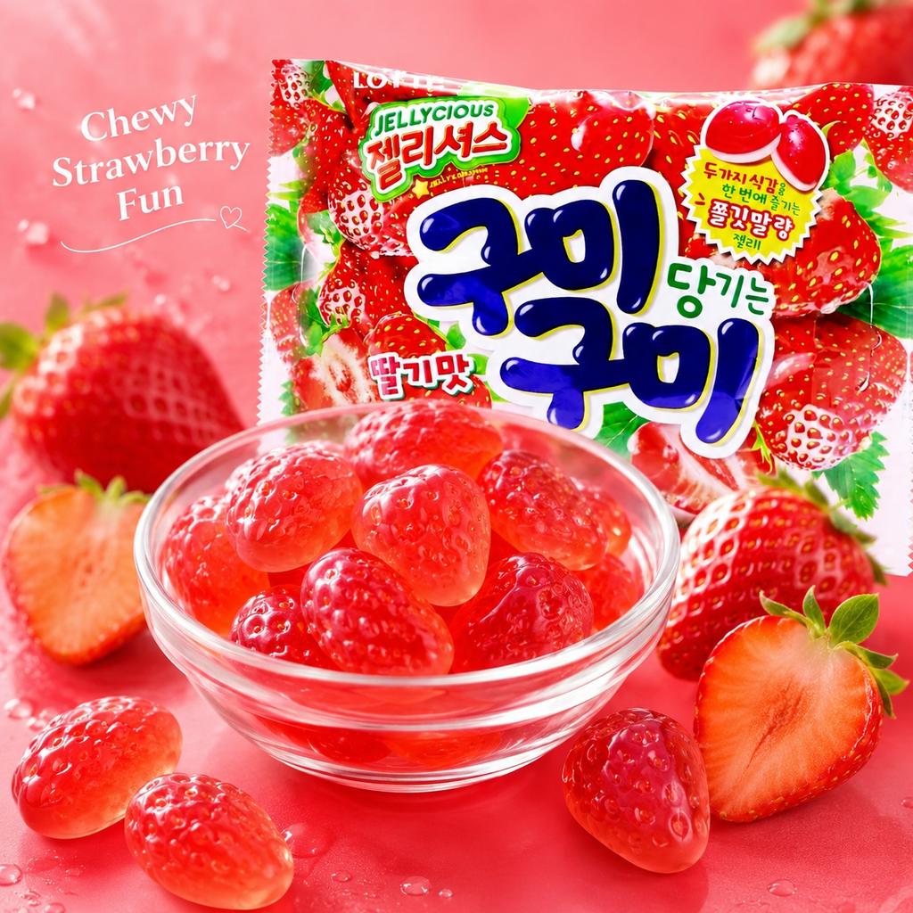 Caramelle Morbide al Gusto di Fragola Lotte 66g 5pz | Gusto Ricco di Fragola, Consistenza Gommosa, Snack Pratico