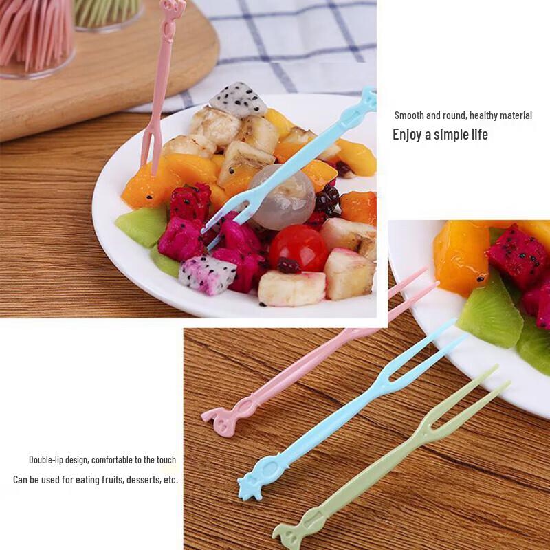 Pabei Jednorazowe 2-zębne Plastikowe Widelczyki do Ciasta i Owoców