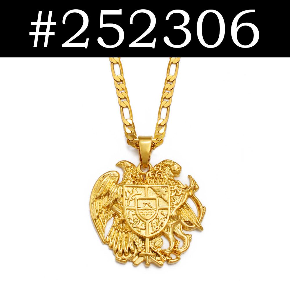 Armenia Eagle Pendant Necklaces for Women Men Gold Color Silver Color,Armenian coat of Arms Jewelry #252306