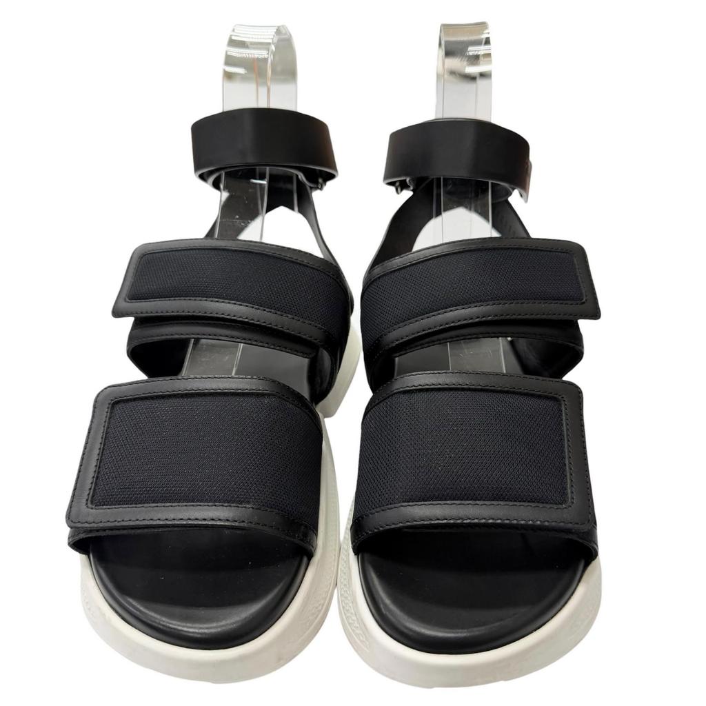 Great HERMES Sandals Geek strap black leather Women 37 RG231219Z Used