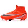 Training High-top Football Shoes Men's and Women's Nailed Leather Foot Broken Nails Children's Sports Shoes Artificial Turf