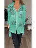 2024 Spring Summer Sexy Print European American Fashion Womens Loose Swallowtail Shirt