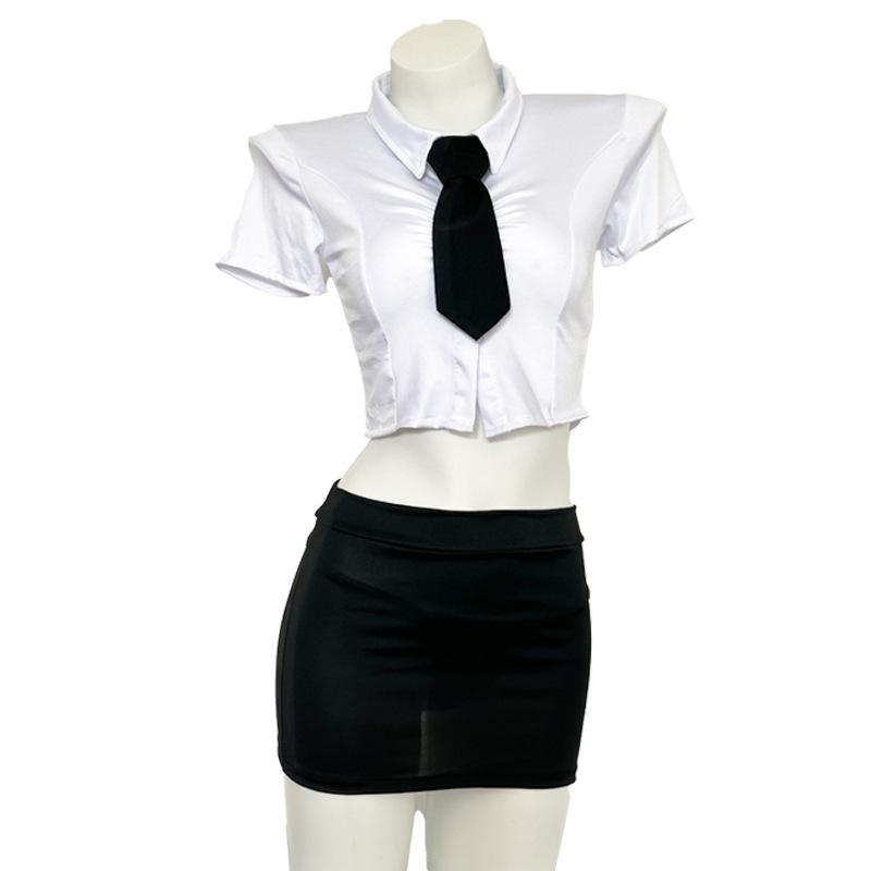 Sexy lingerie small breasts show big flirting secretary uniform seduction OL passion free hip wrap suit