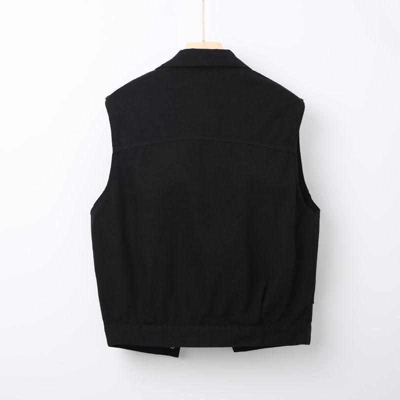 Women's Colorful Denim Vest - Trendy Spring/Autumn Jacket with Large Pockets and Slimming Fit