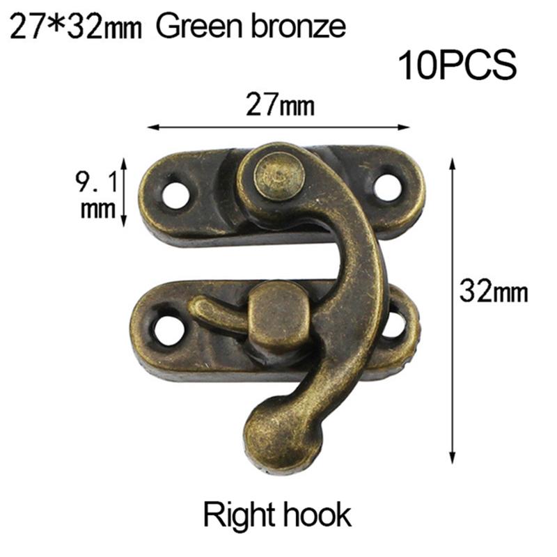 

10 шт./пакет Винтажная металлическая фурнитура Мебель Деревянная коробка Кожаная сумка Фурнитура Декоративные защелки Застежки Замок Навесной замок Проушина С винтами