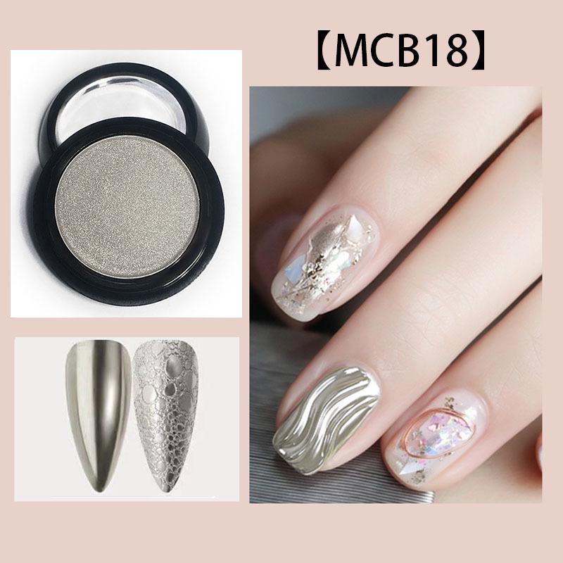 Super Bright Nail Art Magic Mirror & Glitter Powders: Tycoon Gold, Water Ripple, Fairy, Shell & Titanium Gold
