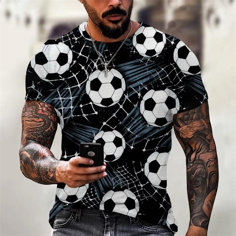 Men's Football Printed Short-sleeved Fashion Versatile Top Casual T-shirt Loose Comfortable T-Shirts Men’s