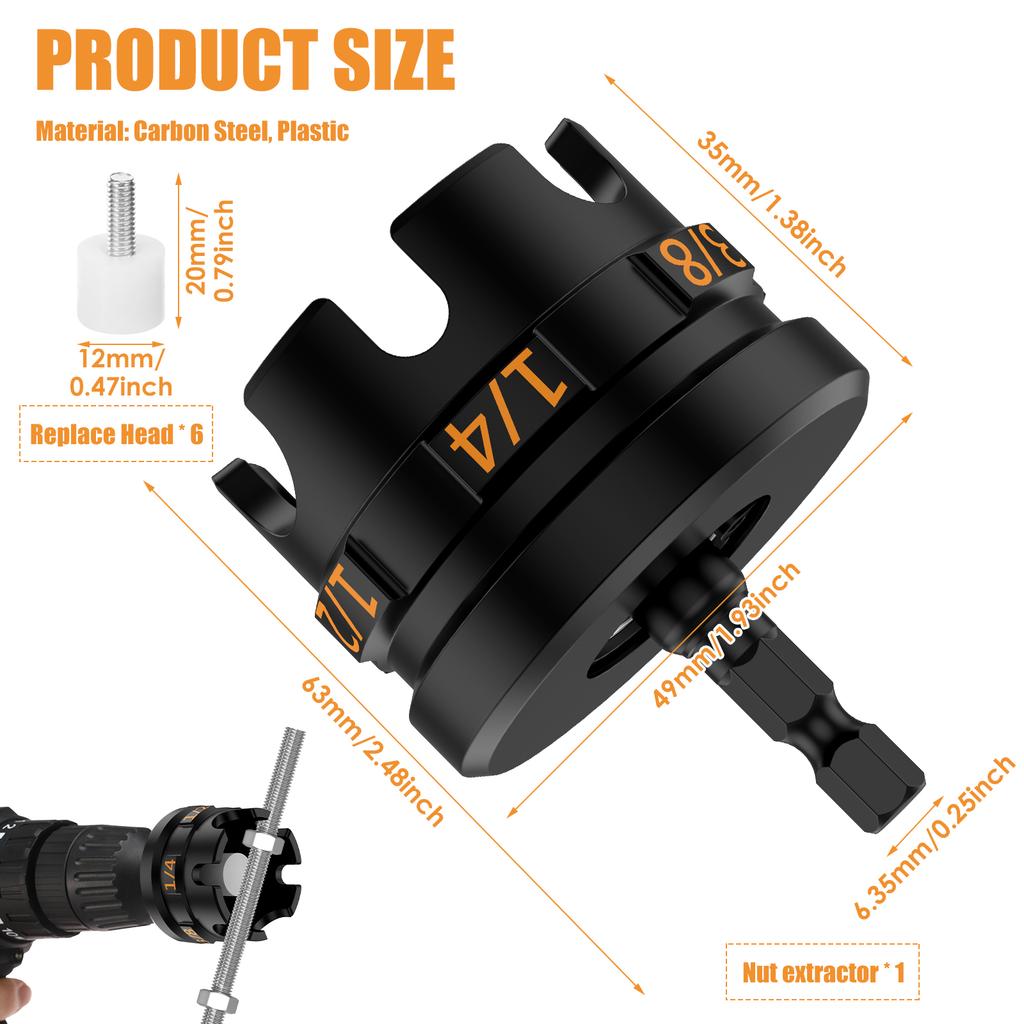1PC Fast Nut Zipper Drill Bit Tool Nut Remover Bolt Extractor Tool for Home Repair Garage Auto Maintenance Plumber Electrician