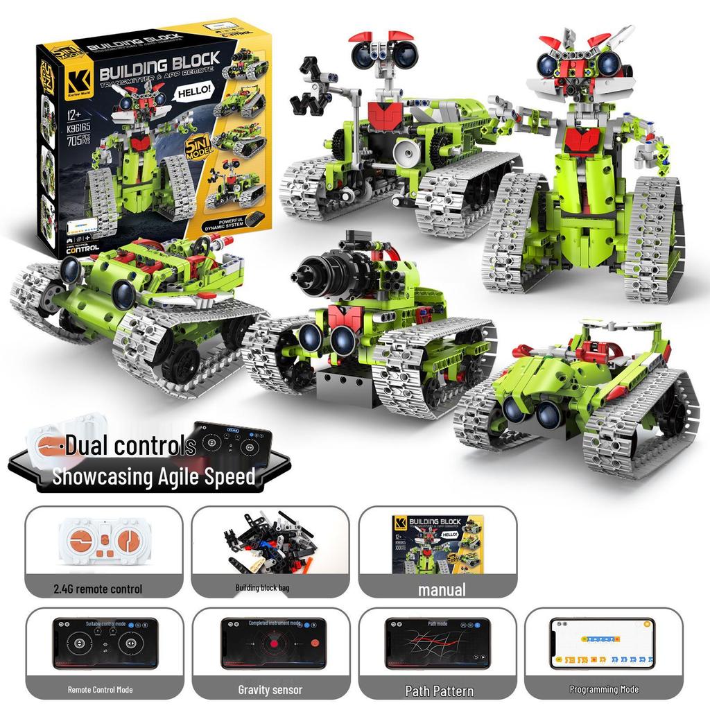 Fünf-in-Eins Programmierbarer Wall-E Roboter: Montagebausteine, Elektrische Wissenschaftliche Bildung, Fernbedienung, Kompatibel mit Lego