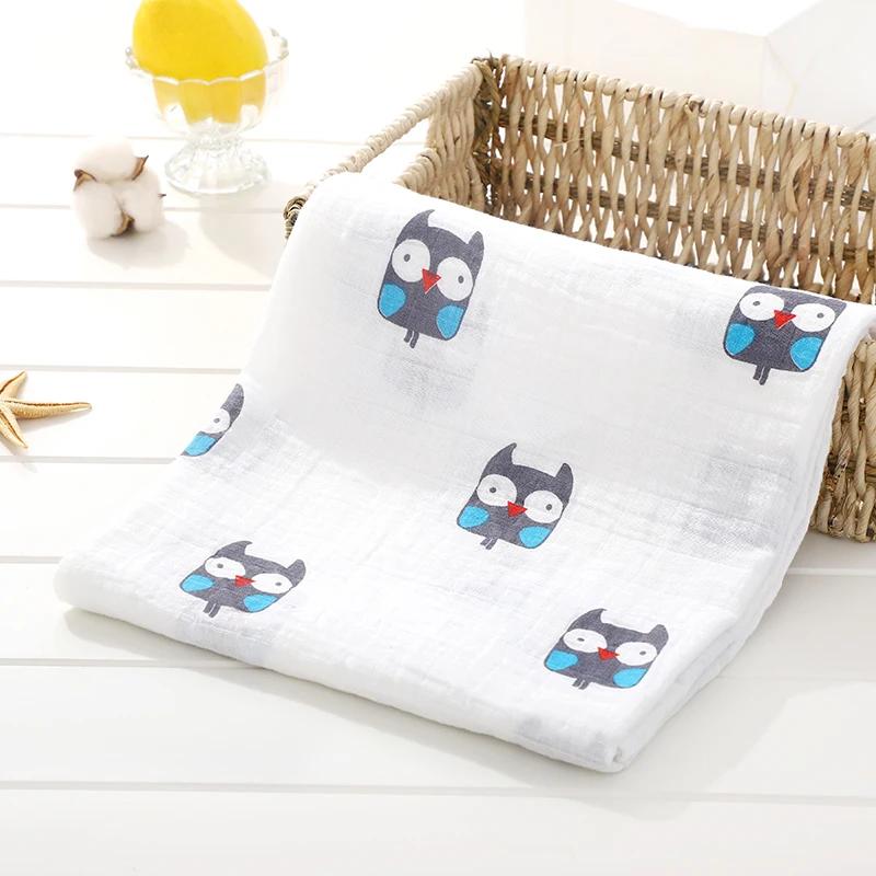 120*120 cm Soft Muslin Cotton Baby Blanket Bamboo Cotton Blanket Wrap Cute Cartoon Newborn Blankets Infant Wrap Sleepsack