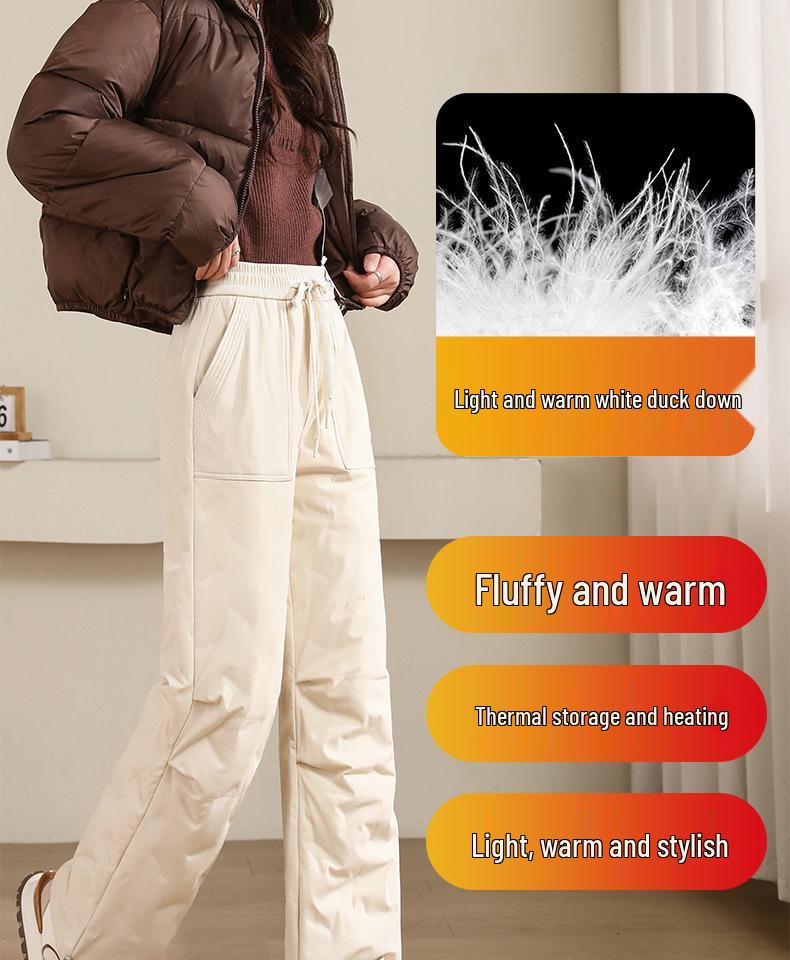 Women's 2025 Windproof Snow Pants: Cold-Proof, Thickened, Ski-Ready Down Pants for -40°C Winter Weather