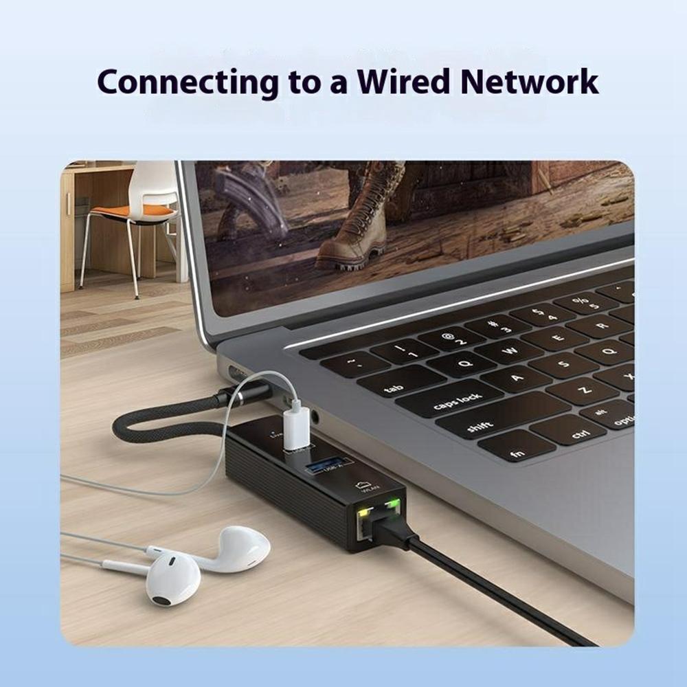 Type-C to USB-A USB-C RJ45 Network Adapter 100Mbps Ethernet Connector