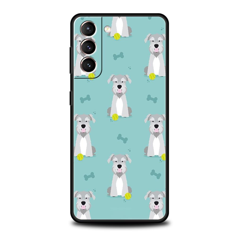 Cartoon Schnauzer Dog Phone Case For Samsung Galaxy S24 S23 S22 S20 Ultra S21 FE 5G S10 S9 Plus S10E S8 Soft Silicone Cover