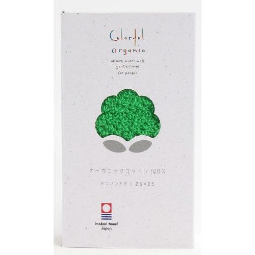 Honda Towel Imabari Towel Mini Handkerchief, 6x Absorbent, Soft and Gentle On the Skin, 25x25cm, Green, Supporting Merchandise, Colorful Organic
