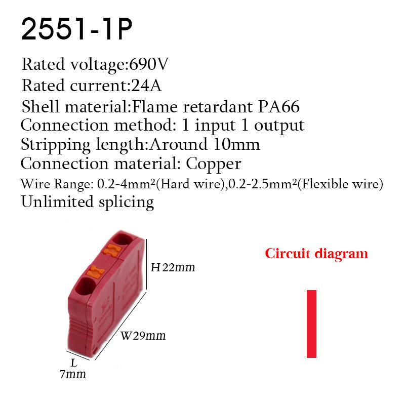 Zasouvací drátové konektory Elektrický kabel Svorkovnice Vícenásobný vstup/výstup na lištu DIN s upevňovacím otvorem Spojovací DIY připojení