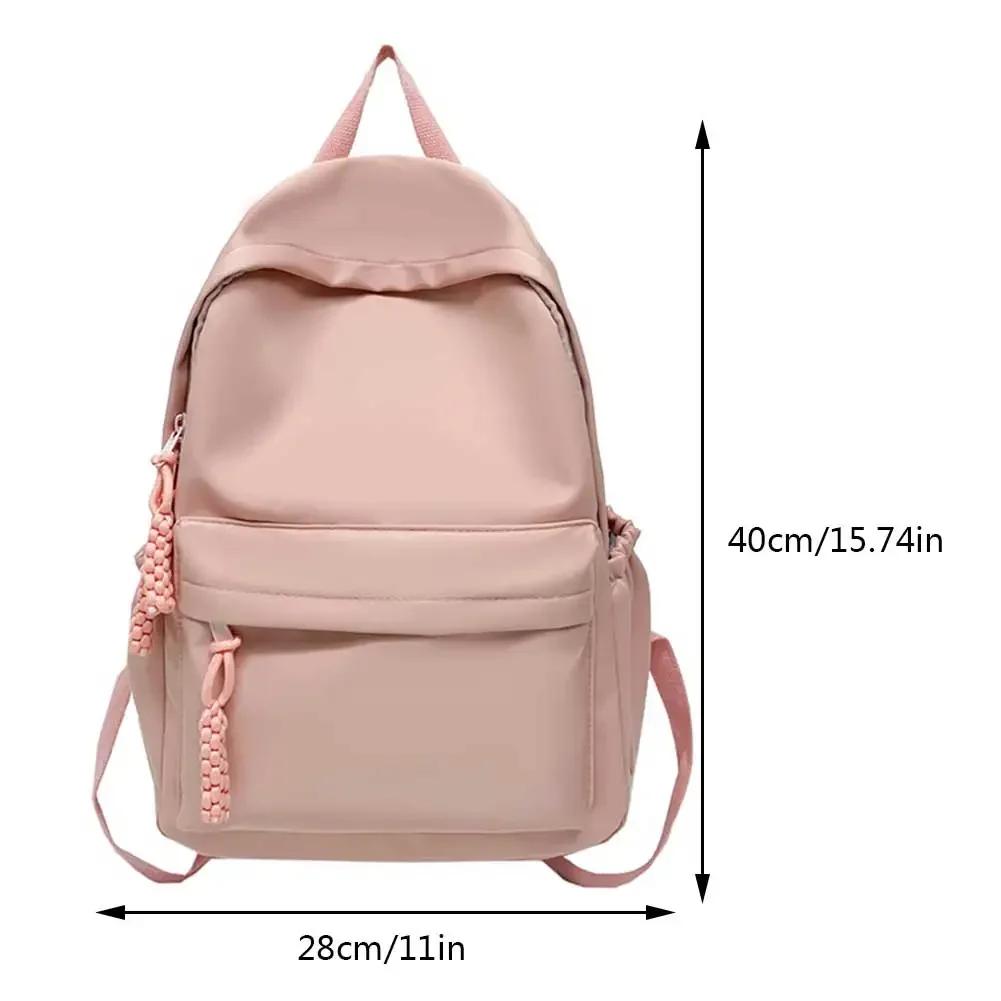 Women Stadium Handbag Nylon Ladies Students Backpack Solid Color Casual Large-Capacity Smooth Zipper Outdoor Play Sport